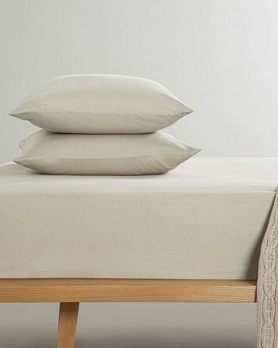 Novella Coton doux de première qualité Pour deux personnes Ensemble Drap-Housse 160 x 200 cm Beig