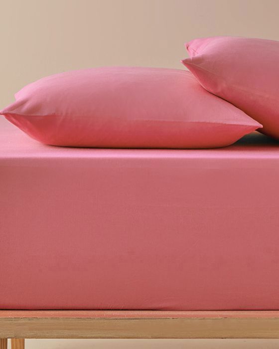Plain Coton King Size Ensemble Drap-Housse 180  x  200 cm Pêche