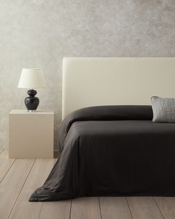 Micell Satin de coton Pour deux personnes Housse De Couette 200  x  220 cm Anthracite