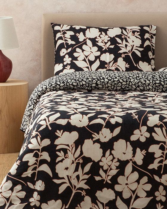 Parure De Lit - Grandiflora - Coton doux - Imprimé numériquement - Anthracite - 160 x 220 cm
