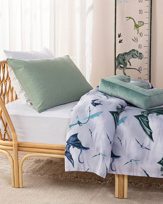 Ensemble Couvre-Lit Enfant - Ejderha - Motif Dragon - Coton - 150 x 200 cm - Gris