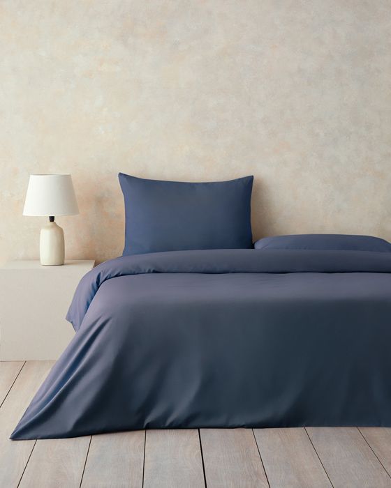 Pure Coton Pour deux personnes Housse De Couette 200  x  220 cm Bleu nuit.