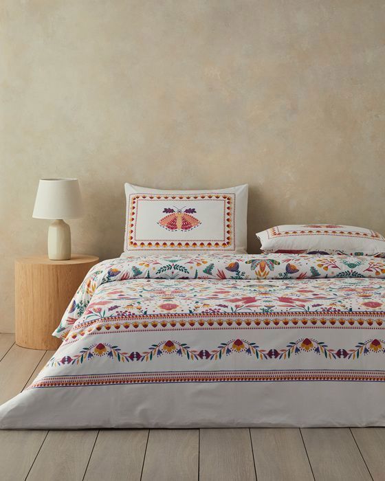 Folk Dream Coton King Size Parure De Lit 240  x  220 cm Rose