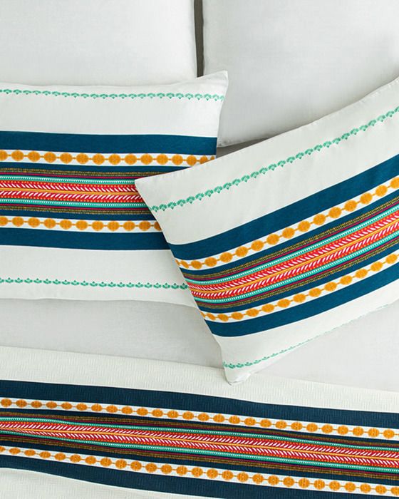 Exotic Stripes Repassage facile Ensemble de 2 Taie D’oreiller 50  x  70 cm Bleu marine