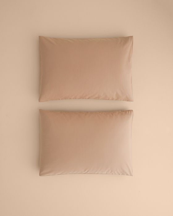 Taie d'oreiller unie mousse au café 50x70 cm