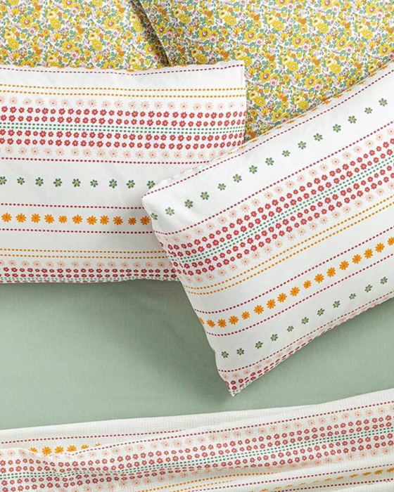 Daisy Lines Repassage facile Ensemble de 2 Taie D’oreiller 50  x  70 cm Rose