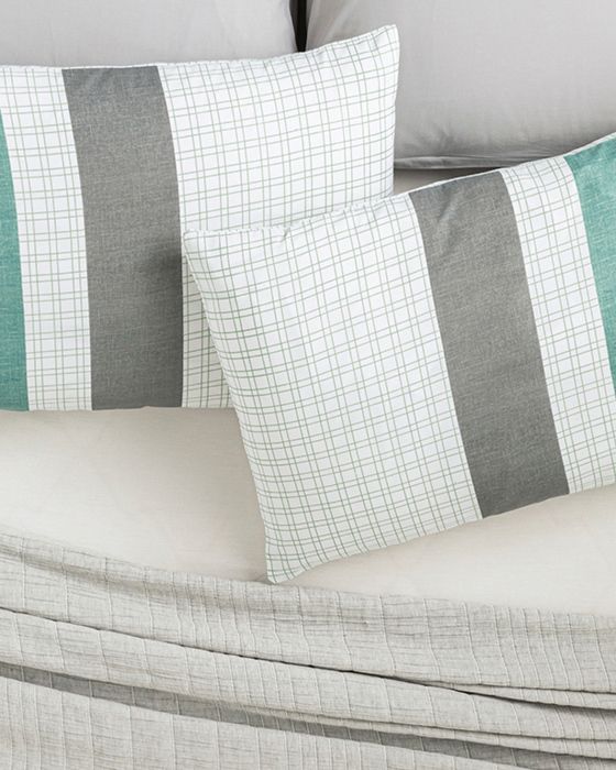 Bold Line Repassage facile Ensemble de 2 Taie D’oreiller 50  x  70 cm Vert