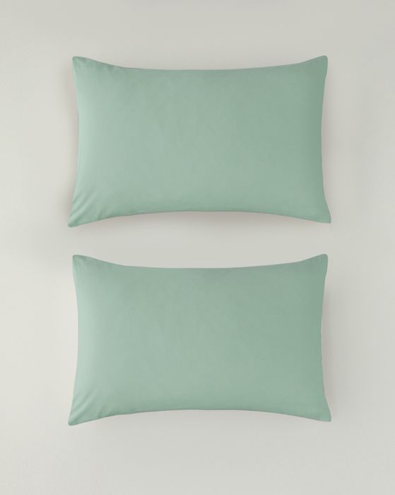 Pure Coton Ensemble de 2 Taie D’oreiller 50  x  70 cm Vert cassé