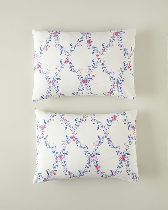 Floral Slice Repassage facile Ensemble de 2 Taie D’oreiller 50  x  70 cm Bleu foncé