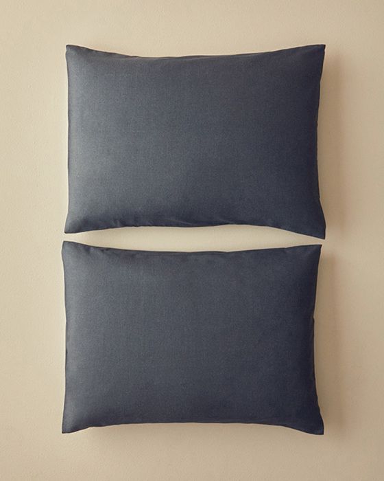 Textured Plain Repassage facile Ensemble de 2 Taie D’oreiller 50  x  70 cm Anthracite