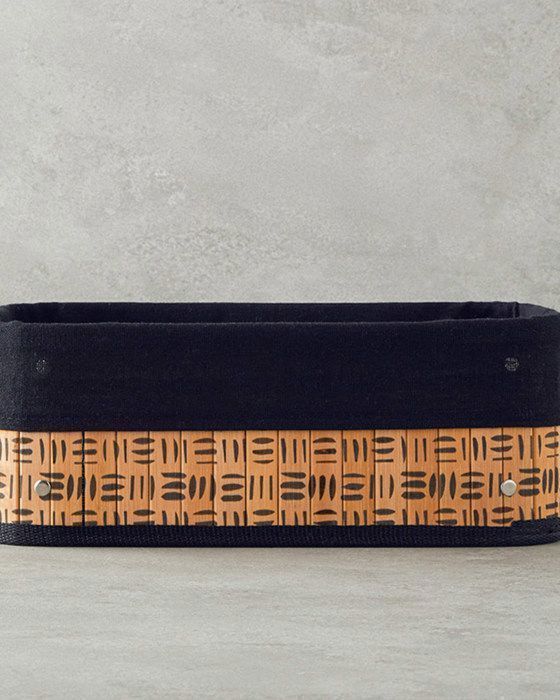 Panier Stripy en Bambou Naturel 32 x 22 x 12 cm - Aspect Naturel