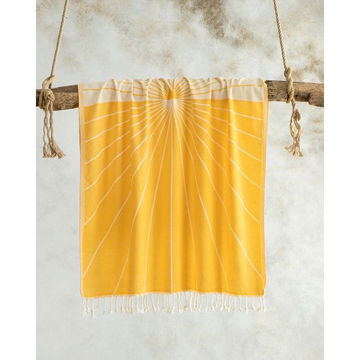 Serviette de plage - Non spécifié - Sunrise - Coton - Jaune et Beige - 90 x 150 cm