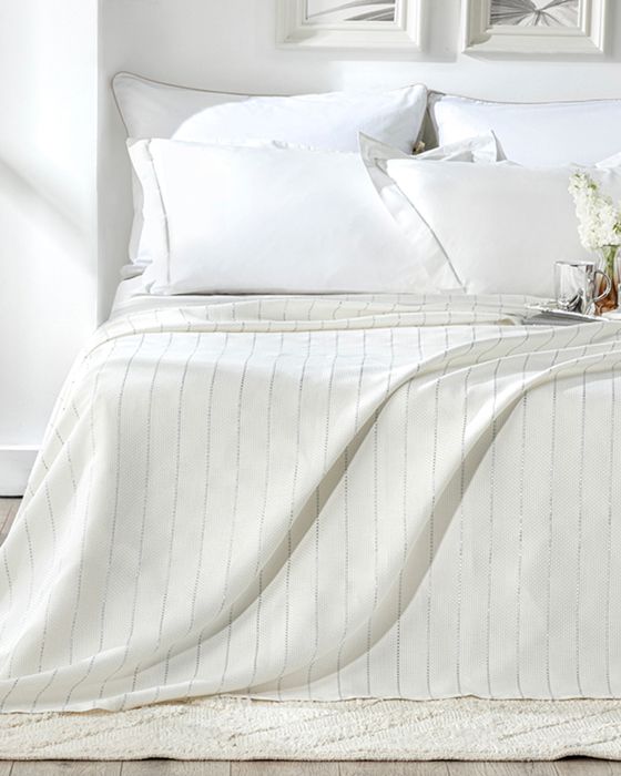 Lucent Coton viscose argenté Pour deux personnes Set Couvre-Lit 200  x  220 cm Blanc - Argenté