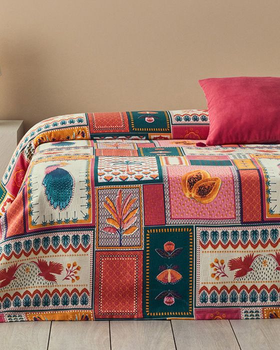 Drap Léger Patch Tropical Double Rose 200x220 cm