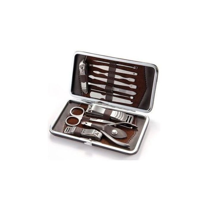 Ensemble de manucure et Pédicure de luxe 12 en 1 avec un joli étui en cuir
