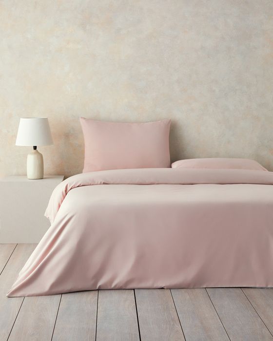 Pure Coton Pour deux personnes Housse De Couette 200  x  220 cm Rose poudré..