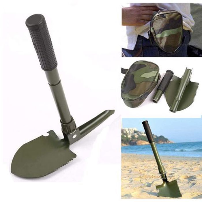 Pelle Pliante Militaire de  Camping Pelle, Pioche, Boussole + Étui,  Outil Jardin
