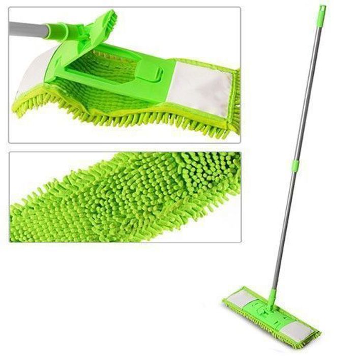 Balai à poussière plat en en microfibre, détachable, rotation à 360°, extensible