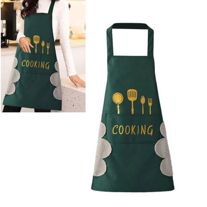 Tablier de cuisine en PVC imperméable, tablier de ménage avec essuie-mains