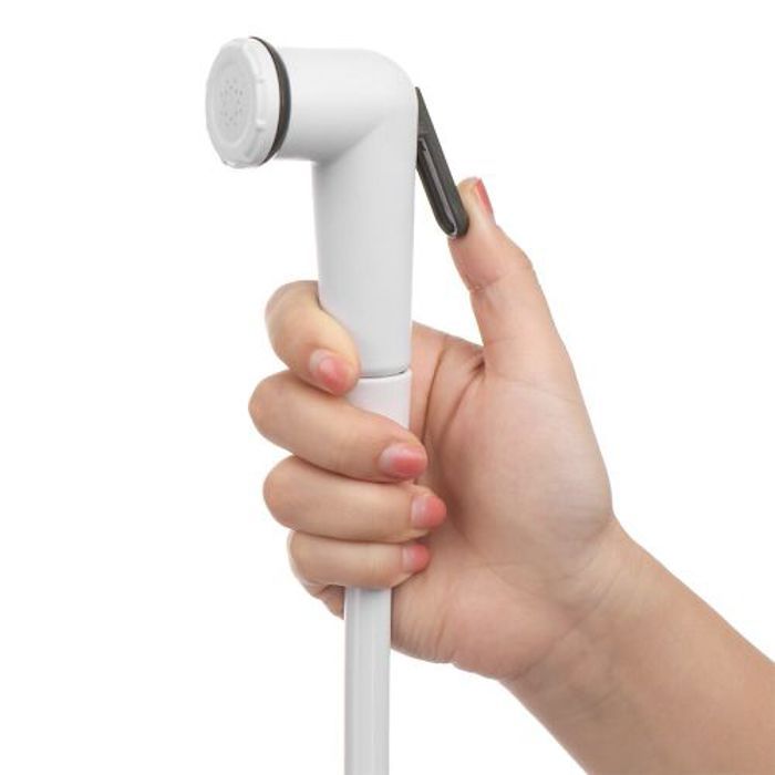 Douchette WC blanc avec support, hygiène WC, 1 jet, Economie d'eau