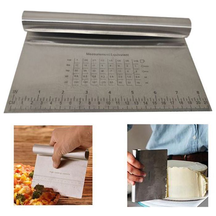 Spatule à confiserie avec une règle de taille 20 cm, Coupe pate en INOX