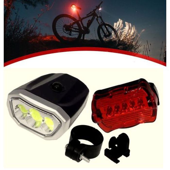 Lampe pour vélo LED, Lumière  avant 120M & Feu arrière 20M Lumière de bicyclette