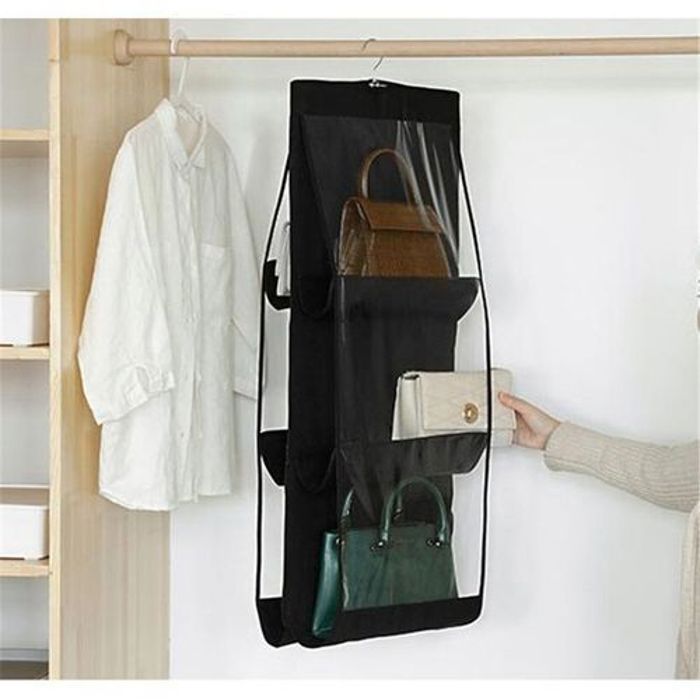 Organisateur de sac à main  6 poches - Rangement de placard  Pliant et Clair,  anti-poussière