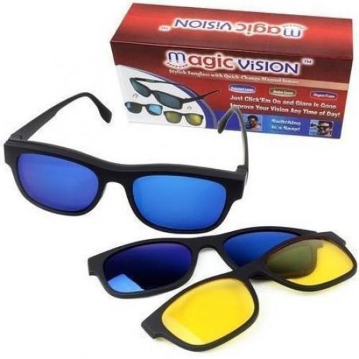 Lunettes de soleil Magic Vision lentilles magnétiques unisexe UV & Blue UV 3en1