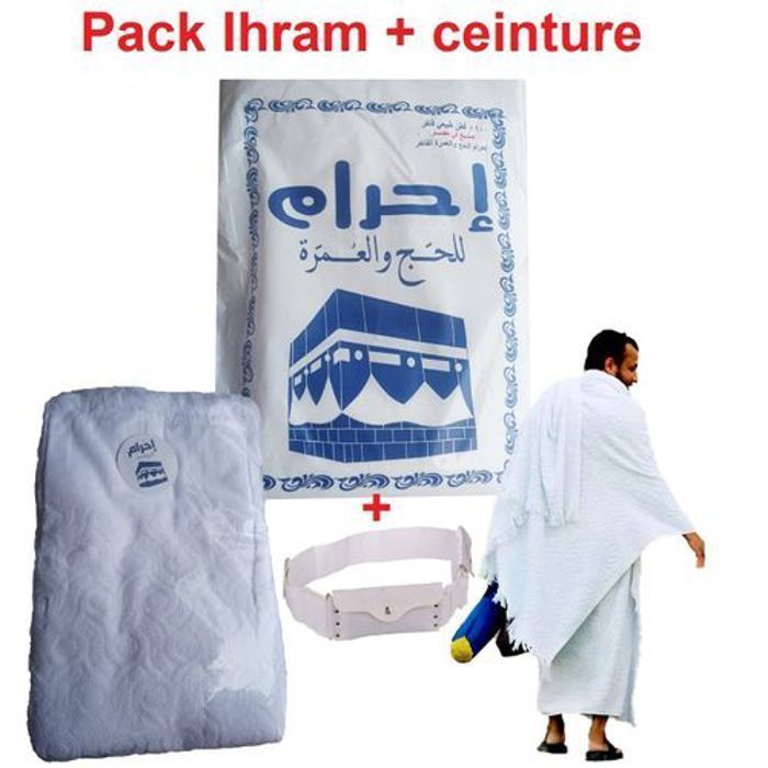 Ihram pour Hommes 100% coton + ceinture, Serviette Ihram Pour Hajj Et Umrah
