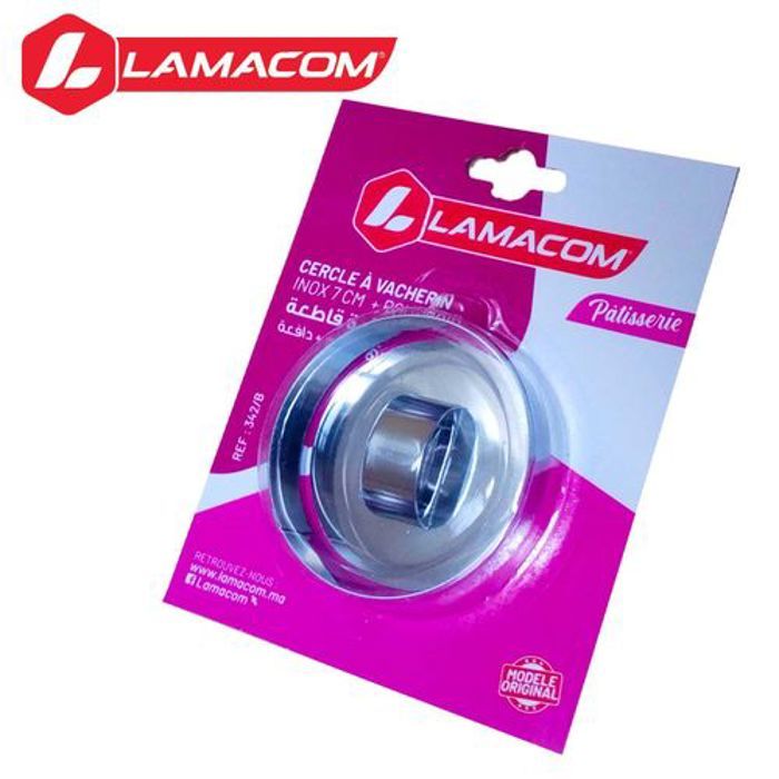 Lamacom Cercle à Vacherin INOX 7 cm + Poussoir  Pour hercha pizza Mini gâteaux & Gratins