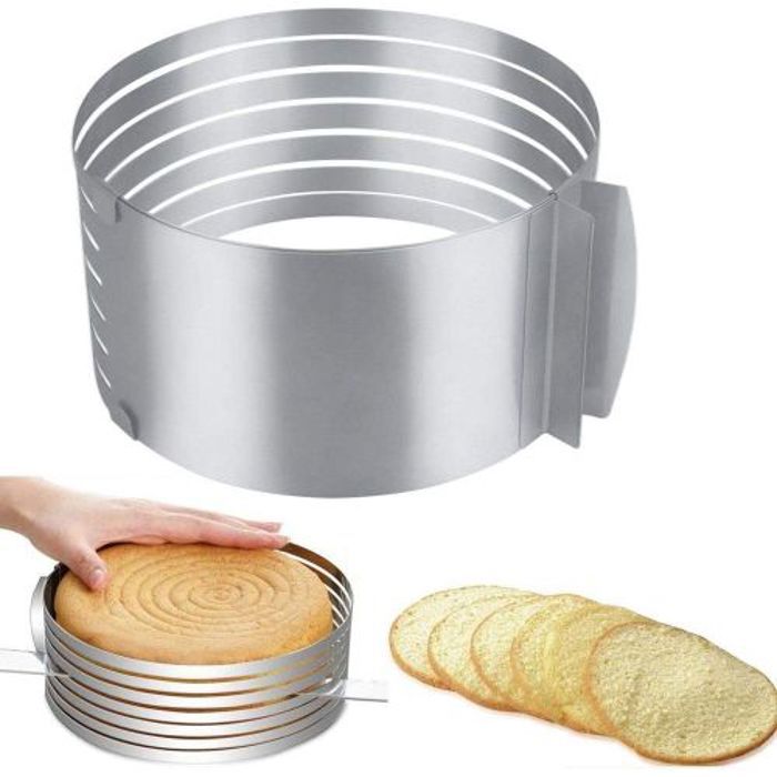 Cercle à Gâteau réglable, Découpe à Génoise INOX pour Trancher Génoise en Étages