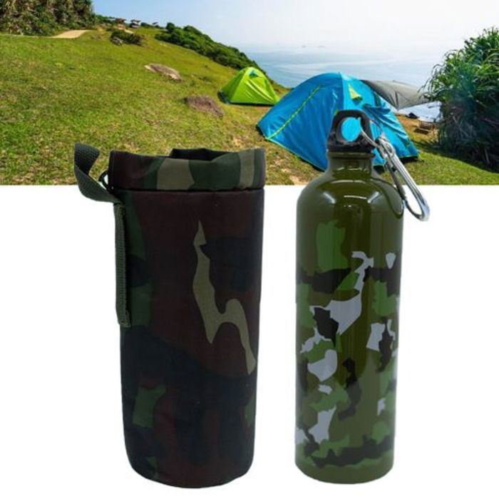 Bouteille d'eau  en plastique avec housse isolé 1 litre, Adaptée au camping