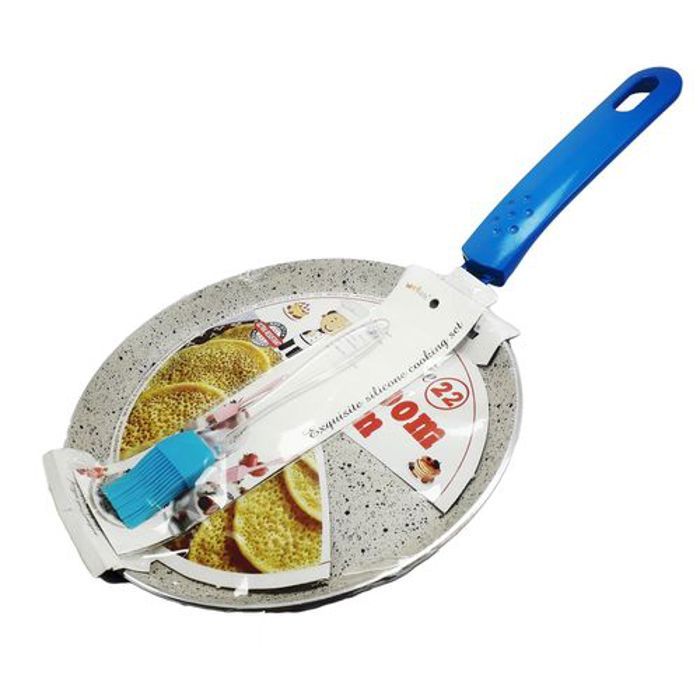 Poêle Crêpière anti-adhésive 22 cm Ø + brosse silicone