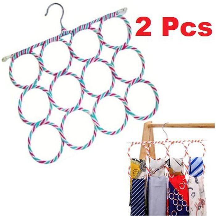 Lot de 2 Cintres pour Écharpe à 12 Trous, Présentoir pour foulard et cravates