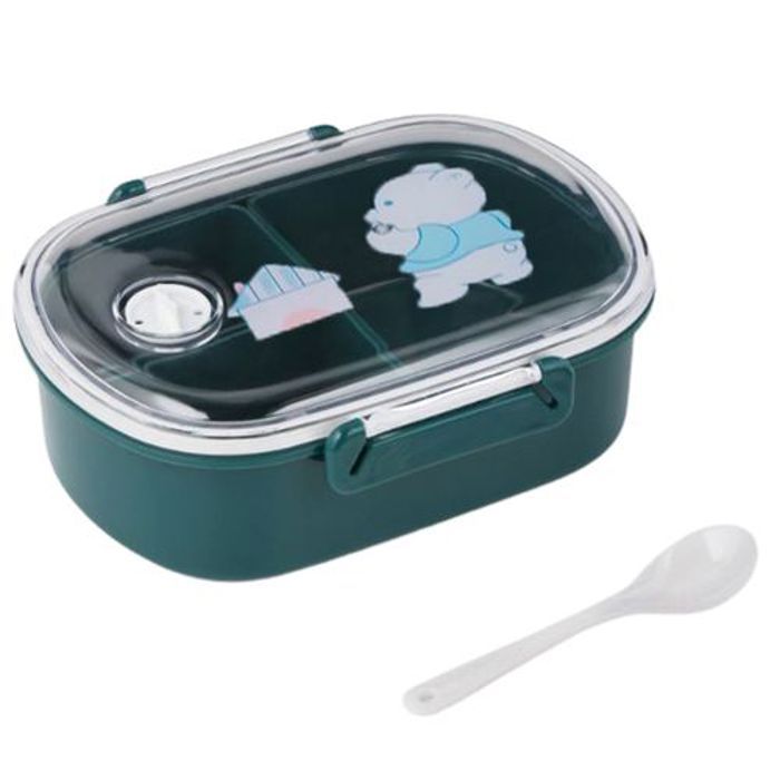Lunch box ovale à 2 compartiments avec cuillère, Boite à repas