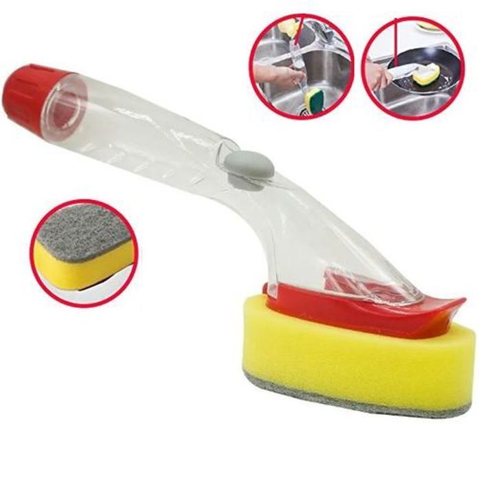 Distributeur de savon avec éponge à vaisselle, Eponge de nettoyage cuisine