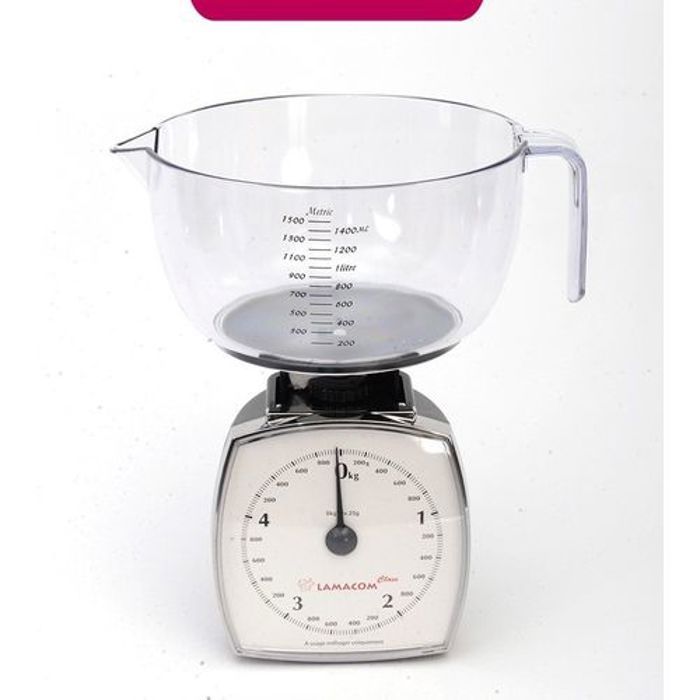 Lamacom Balance de cuisine Chromé Lamacom // Avec Bol amovible // 5 Kg Max
