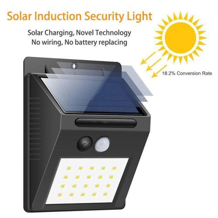Lampe Solaire Extérieur 20 LED // à L'énergie Solaire / Capteur De Mouvement.