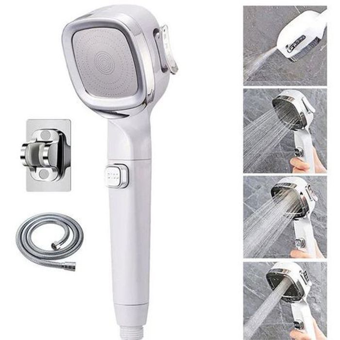 Pommeau De douche Avec tuyau flexible, Pulvérisateur De Salle De Bain 4 modes