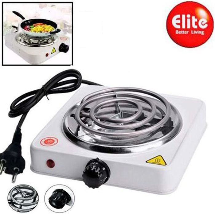 Elite Plaque de cuisson électrique à un brûleur chauffant et réglable, Mini cuisinière 1000W