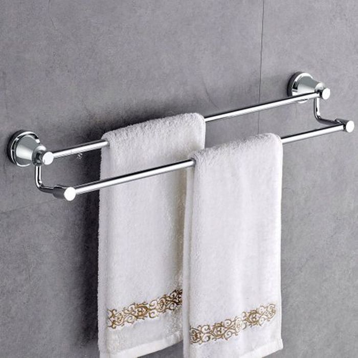 Porte Serviettes de salle de bain Double Barre en Aluminium 60 cm