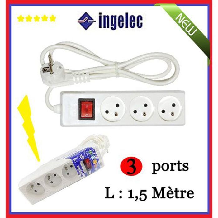 Rallonge // Bloc 3 // Multiprise électrique (3 prises+T) avec interrupteur