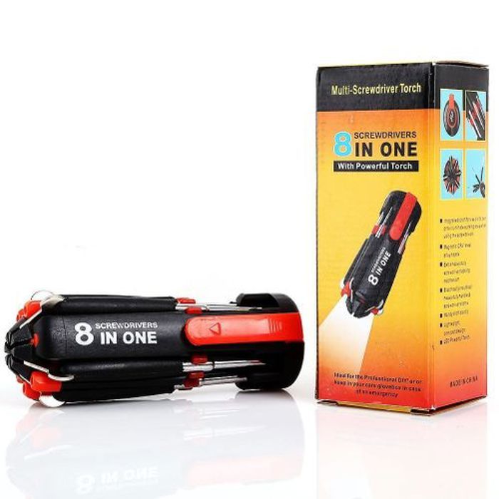 TOURNEVIS MULTI 8 EN 1 AVEC TORCHE 6 LED // OUTILS DE RÉPARATION À LA MAIN MULTIFONCTIONNELS // avec lampe de poche.