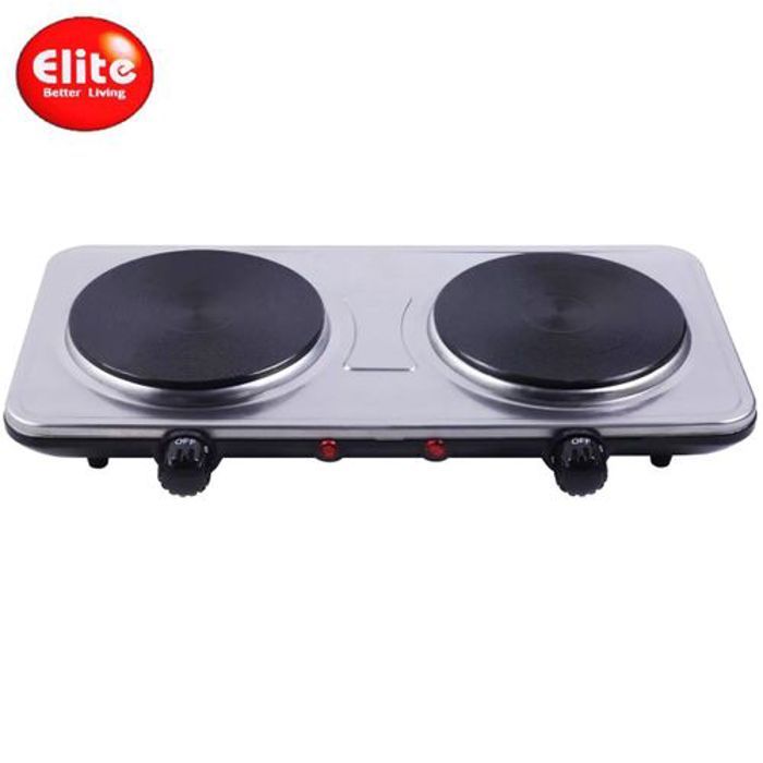 Elite Réchaud électrique de table avec 2 brûleurs réglables, Plaque double brûleurs