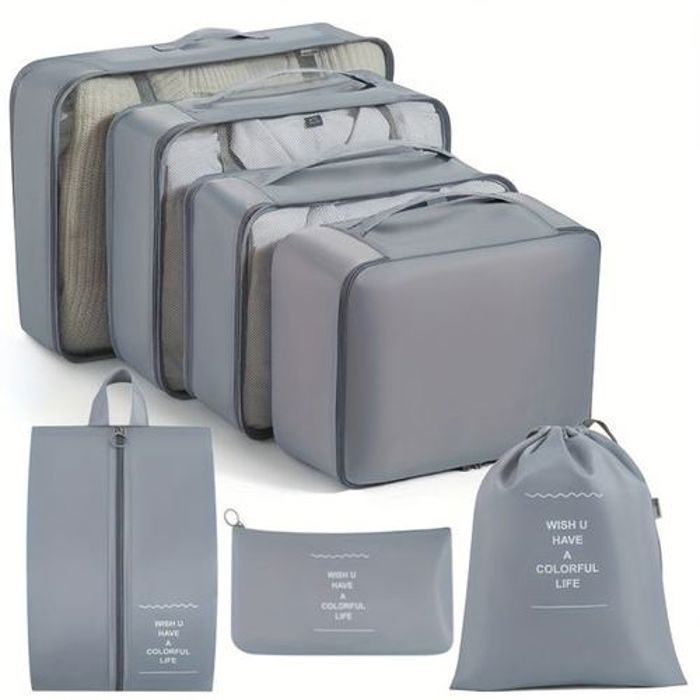 Lot de 7 sacs de rangement de valise, Organisateur de bagages de voyage