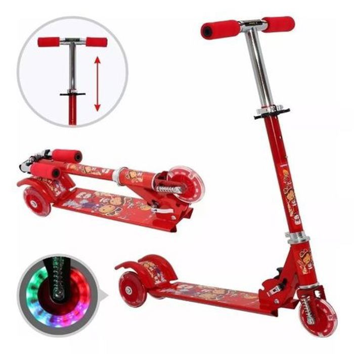 Trottinette à 3 Roues, Patinette pliable et adjustable, Scooter En métal