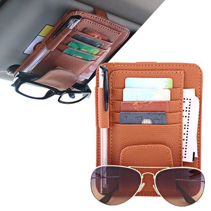 Organisateur de pare-soleil de voiture, pochette pour carte documents stockage lunettes