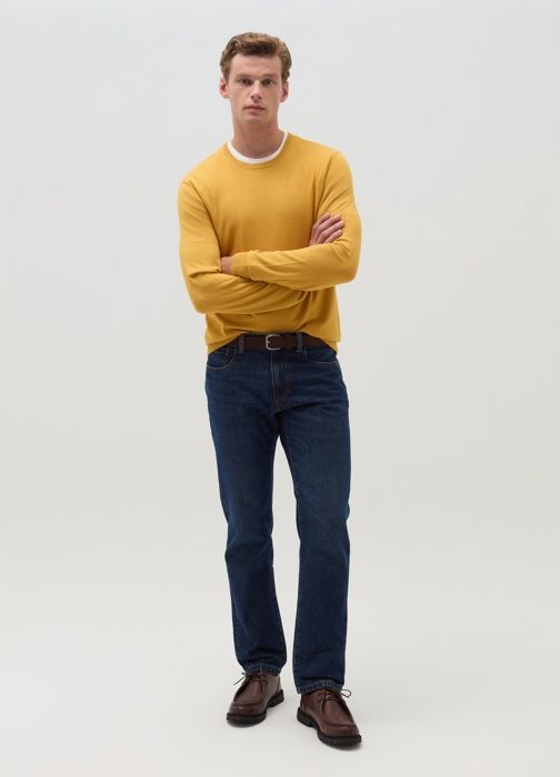 Pull col rond - Sunflower - Jaune - Viscose mélangée - Bordures côtelées - Polyamide recyclé