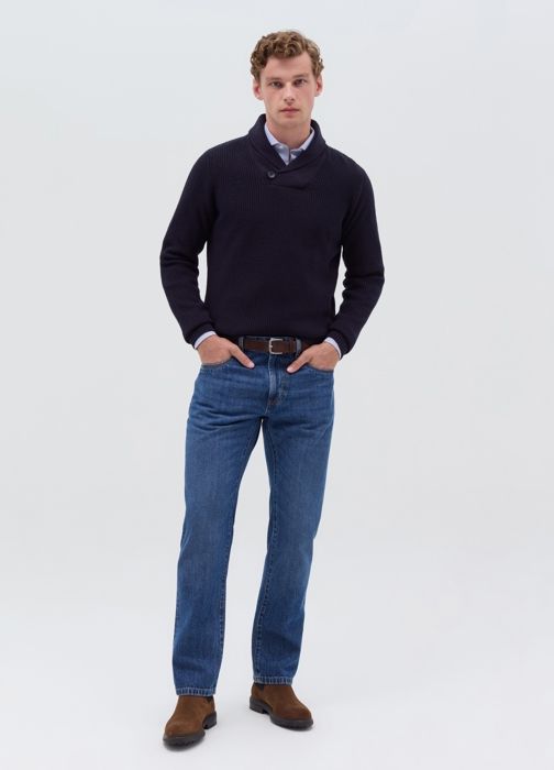 Pull à col châle - Night - Bleu - Côtelé - Pour homme - Adulte - Marjane Mall - Image 1