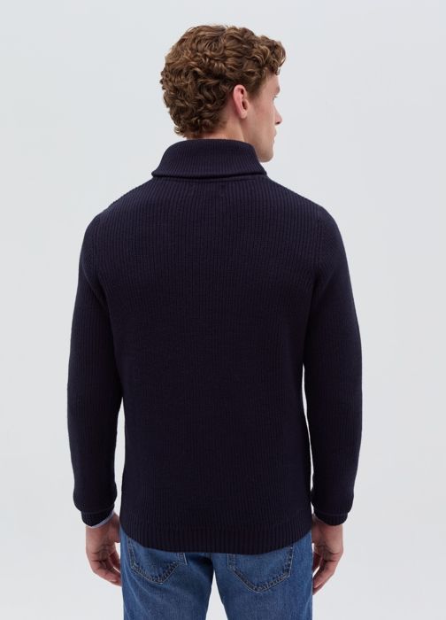 Pull à col châle - Night - Bleu - Côtelé - Pour homme - Adulte - Marjane Mall - Image 3